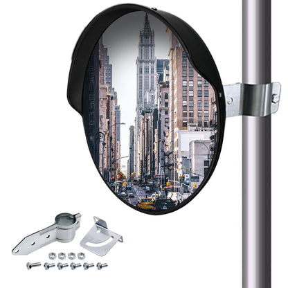 CNQLIS 18 Inch Convex Mirror Outdoor with Adjustable Wall Fixing Bracket,Blindspot Traffic Mirror for Driveway Garage Park Outdoor Wide Angle View Curved Security Blind Spot