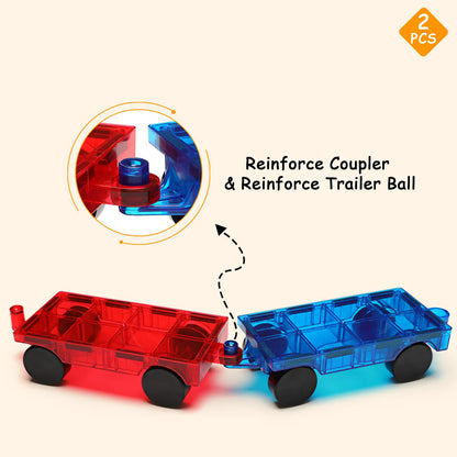 Gemmicc 4 PCS Magnetic Car Set,Magnet Construction Vehicle,Magnet Car Truck Compatible with Magnetic Tiles,STEM Educational Toys for Boys and Girls