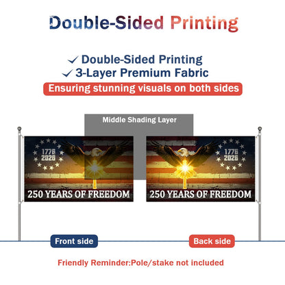 250 Anniversary USA Flag,3x5 Ft Double Sided 3 Ply 250th Anniversary Flag,250 Years of Freedom Flag,4th of July 1776-2026 Patriotic Yard Banner for Outdoor Garden Decor