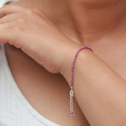 Gempires Blue Sapphire Bracelet for Women | Dainty Handmade Gemstone Beads 2.5 mm | Minimalist Stacking Bracelet | Lightweight Everyday Jewelry | September Birthstone Gift