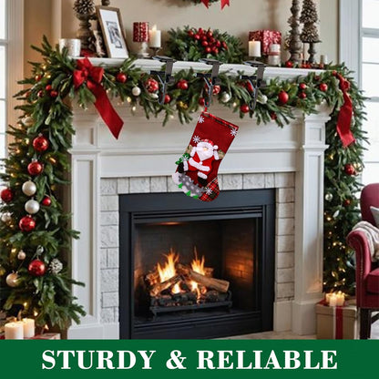ATRGDUE ATRGDUEFireplace Stocking and Garland Hanger with Two Hooks,Adjustable Mantle Holder- Hold Christmas Decoration and Hang Garland-No Drill,Durable Wrought Iron Holds Up to 20 lbs (3Pcs,Black)