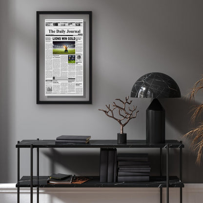 Americanflat 15x26 Newspaper Frame with Shatter-Resistant Glass - Use as 11x22 Newspaper Frame - Signature Float Collection - Engineered Wood Molding - Floating Frames for Wall Display - Black