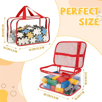 12-Pack Large Toy Storage Bags - Clear PVC Toy Storage Organizer Bags with Zipper, Waterproof Transparent Toys Organizer Bag, Reusable Large Toys Bag for Organizing Kids Travel