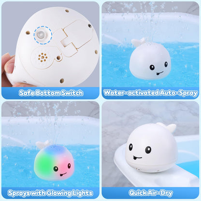 Baby Bath Toys for Kids Ages 1-3, Pool Water Toys for Baby 1 2 3 Year Boy Girl, Whale Bath Toy Sprinkler Light up Bath Toys for Babies 6-12 Months, Toddlers Bathtub Toys Baby Birthday Gifts