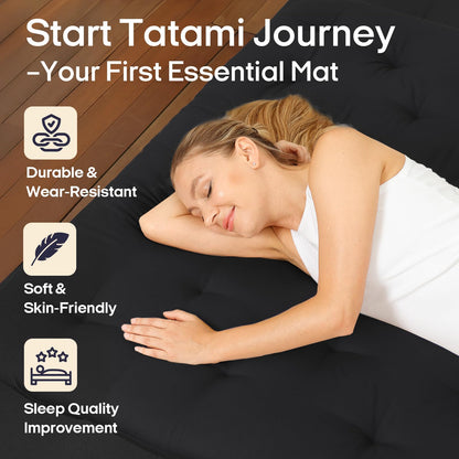 Syrinx Water Resistant Japanese Futon Mattress, King Size 80"x76", 2.5 Inch Thick Japanese Floor Mattress Tatami Mat, Foldable Floor Bed Sleeping Pad for Dormitory Guest Room Camping