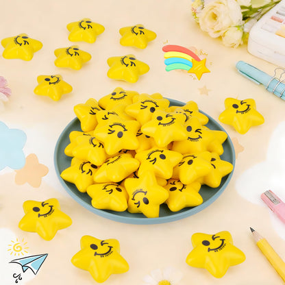 SHQDD Stress Balls, 108PCS Stress Balls for Kids & Adults - Mini Star Stress Balls Squeeze Toys, 2.16 Inch Cute Smiley Face Stress Relief Ball Bulk for Anxiety Fidget Sensory, Classroom Party Supplies