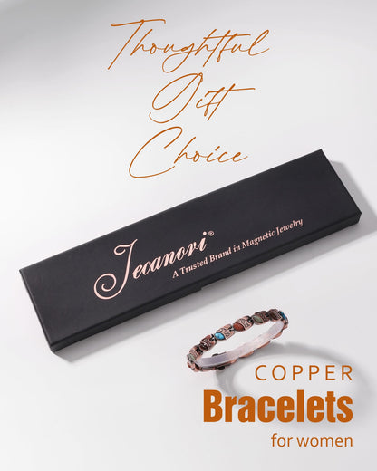 Jecanori Ultra Strength Copper Magnetic Bracelets for Women with 3800 Gauss Magnets &Natural Turquoise & Adjustable Tool