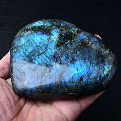Large Heart Crystal Stones Healing Crystal Palm Polished Love Shaped Gemstones Blue Labradorite Heart Rock Meditation Gift 1.3-1.7Pounds