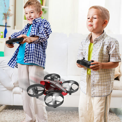 Mini Drone for Kids & Beginners, Indoor Portable Hand Operated/RC Nano Helicopter Quadcopter,Auto Hovering,3D Flips,Birthday＆ Children's Day Gift for Boys and Girls,Auto Hovering, Headless Mode & Remote Control, Red.4-blade design-ATOYX
