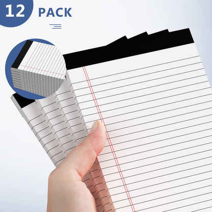 Nichela 5" x 8" Note Pads 12 Pack of Legal Pads 30 Sheets Notepad College Ruled Small Writing Pads Perforated Pages Paper Pads 80GSM Heavyweight Paper Note Pads for Home, Office, or School