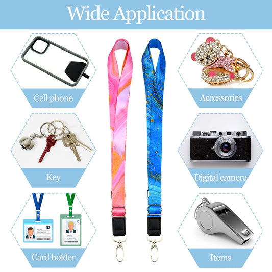 Chinco 5 Pcs Crossbody Cell Phone Lanyards Universal Adjustable Neck Strap and Phone Patches Compatible with Most Smartphones(Marble Pattern,Bright Color)