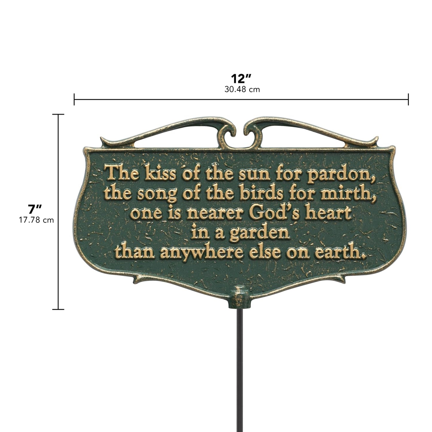 Whitehall Products "The Kiss of The Sun..." Garden Poem Sign, Green/Gold, Aluminum