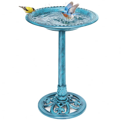 VIVOHOME Bird Bath for Outside, Polyresin Pedestal Bird Baths for Outdoor, Garden, 28 Inch Height Weather-Resistant Birdbaths with 20" Bowl, Blue