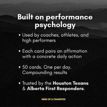 Mind Of A Champion - Motivational Cards for Men Affirmations and Action Steps to Turn Dreams into Reality - For Productivity, Personal Development, Self Care, Mindfulness, Affirmation Cards for Men