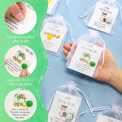 Fumete 25 Set Employee Appreciation Gift Bulk for Coworkers Graduation Volunteer Teacher Nurse Funny Resin Animal with Pun Inspirational Note Cards Office Team Staff Thank You Gift