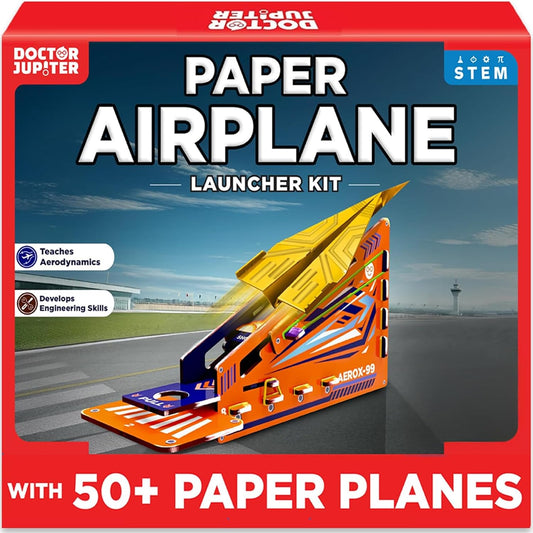 Doctor Jupiter Paper Airplane Book Kit with Launcher for Kids Ages 6+ | Toys for 6,7,8,9,10,11,12 Year Old Boys, Birthday Gift Ideas | DIY Craft Activities, 50+ Paper Airplanes