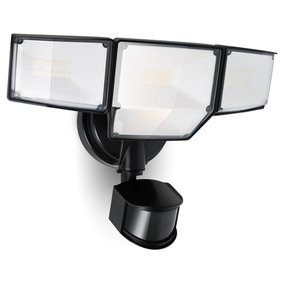 LUTEC 80W 9000LM LED Security Light Hardwire Motion Sensor Outdoor Lights, 4 Head LED Flood Lights Outdoor 5000K Daylight, IP65 Waterproof, Motion Detected Lights for Outside, Garage, Yard (Black)