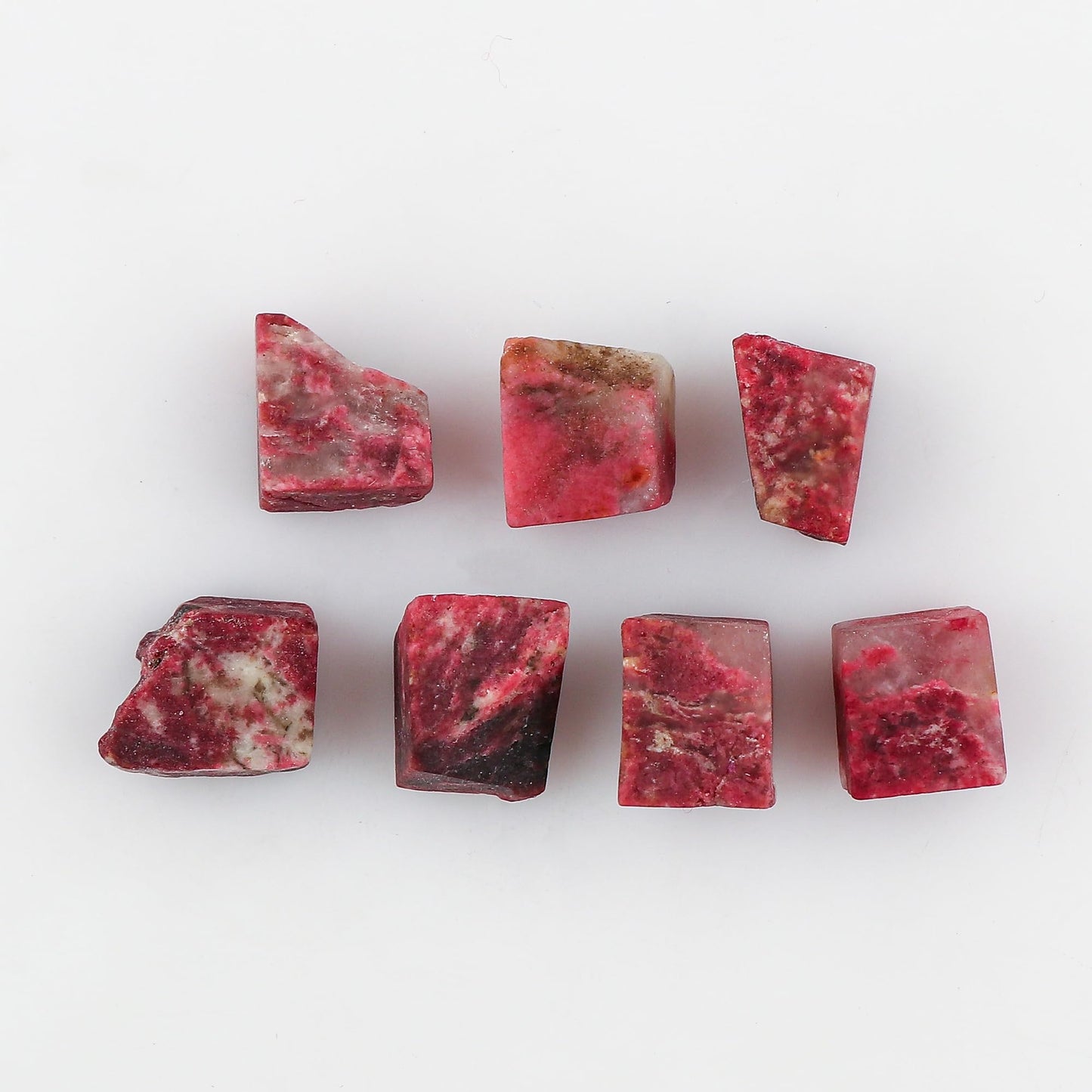 CRYSTALINES (50cts) High Grade Natural Raw Thulite Gemstone, Wholesale Rough Loose Stones, DIY Craft Jewelry Making Supplies, Chakra & Healing Crystals, Gem Collection (7 to 8pcs)