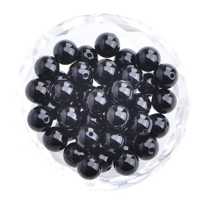 100Pcs Natural Crystal Beads Stone Gemstone Round Loose Energy Healing Beads with Free Crystal Stretch Cord for Jewelry Making (Black Onyx, 8MM)