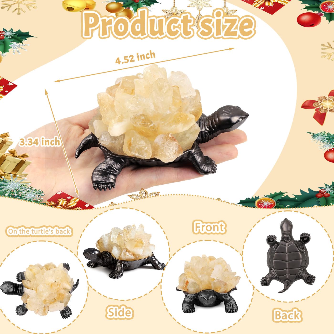 DUQGUHO Turtle Decor Figurines Turtles Gifts for Women Citrine Crystal Cute Turtle Statue Decorations Sea Turtles Gifts