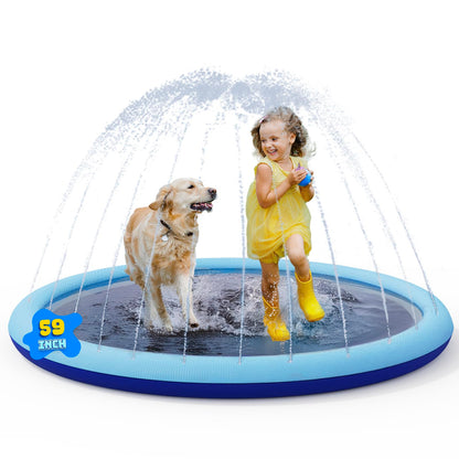 COMMOUDS Splash Pad for Kids and Dogs, Non-Slip Sprinkler Pad Thicken Pool Summer Outdoor Water Toys, Backyard Fountain Play Mat for Baby Toddlers Boys Girls Pet(59Inch)