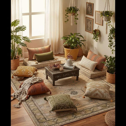 SN ALEFHOME Handmade Rectangular Wool Rug – Ellington Tribal Pattern | Washable & Non-Slip Area Carpet for Living Room & Home Interior(2'6x8' ft_Beige)