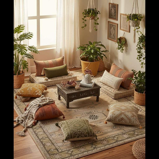 SN ALEFHOME Handmade Rectangular Wool Rug – Ellington Tribal Pattern | Washable & Non-Slip Area Carpet for Living Room & Home Interior(2'6x8' ft_Beige)
