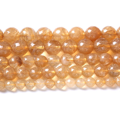 32pcs 12mm Natural Faceted Tea Watermenlon Jade Stone Beads for Jewelry Making Energy Healing Beads DIY Bracelet Necklace Accessories 15" (12mm, Faceted Tea Yellow Jade)