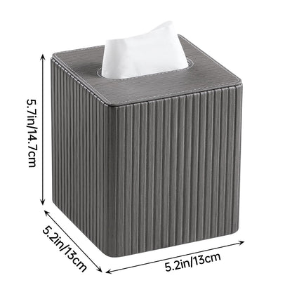 MEIBOOCH PU Leather Tissue Box Cover Square Tissue Box Holder with Magnetic Closure (Slate Grey)
