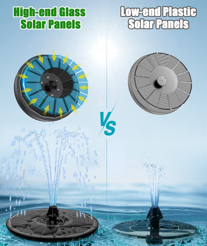 SZMP Solar Water Fountain Upgraded 100% Glass Panel, 3.5W Solar Powered Fountain Built-in 2000 Battery with 7 Nozzle & 4 Fixer, Solar Fountain Pump for Bird Baths, Fish Tank, Outdoor (Colorful)