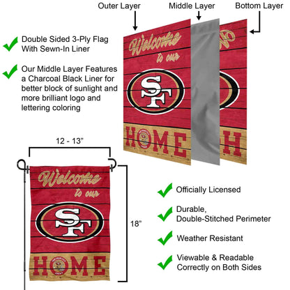 San Francisco 49ers Welcome Home Decorative Garden Flag Double Sided Banner