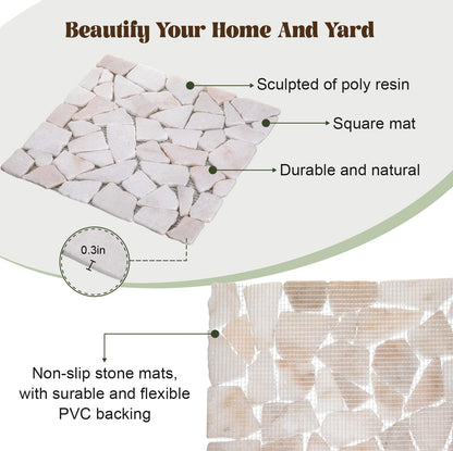 Sasylvia 6 Pcs 12 Inch Stepping Stones Pavers for Outside Walkway, Square Marble Riverstone Decor Pathway Stepping Stones for Patio Backyard Garden Walkway Pathway Outdoor Lawn Yard Decorations