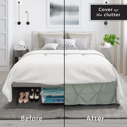 Nestl Sage Green Bed Skirt Queen Size, Pinch Pleat Queen Bed Skirt, 14" Inch Drop Queen Bedskirt, Hotel Quality Sage Green Bed Skirts, Microfiber Bedskirt for Queen Bed, Sage Green Queen Bed Skirt