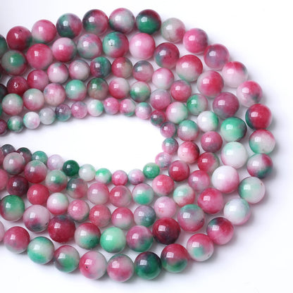 60pcs 6mm Natural Green Red Epidote Jade Stone Round Loose Spacer Beads for DIY Jewelry Making Necklaces Bracelets Healing Energy Beads (Epidote Jade, 6mm)