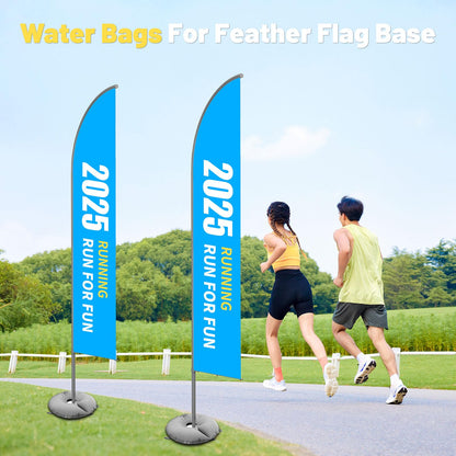 2 Pack 18" Water Bags for Feather Flag Base, Upgraded Thickened PVC Material, Openable Water Weight Bag for Feather Flag Stand Umbrella Weights and Tripod Weight, 20 lbs Each