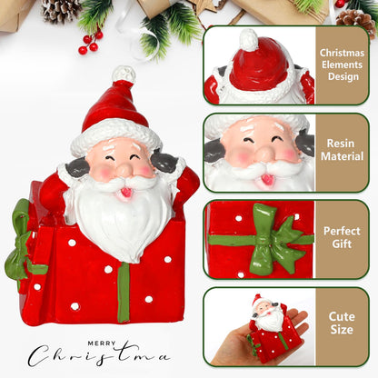 CFGPMM 3 Pcs Mini Santa Claus Statues, See No Evil Hear No Evil Speak No Evil Resin Figurines, Funny Christmas Gnomes for Xmas Home Desk Shelf Decor