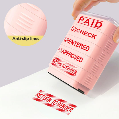 Building Blocks Office 10-Piece Office Stamps Set - Paid Stamp, Scanned Stamp, Copy Stamp, Faxed Stamp. Office Essentials,Refillable Self Inking Business Stamp (4 Refill Ink Included)