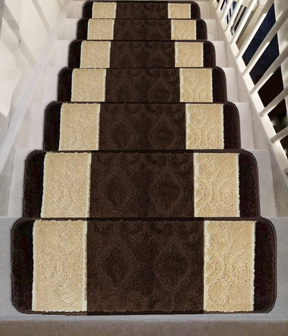 Gloria High Pile Non-Skid Rubber Back Gripper Carpet Stair Treads Non Slip Washable Stair Mats (Set of 7), 8.5" x 26"