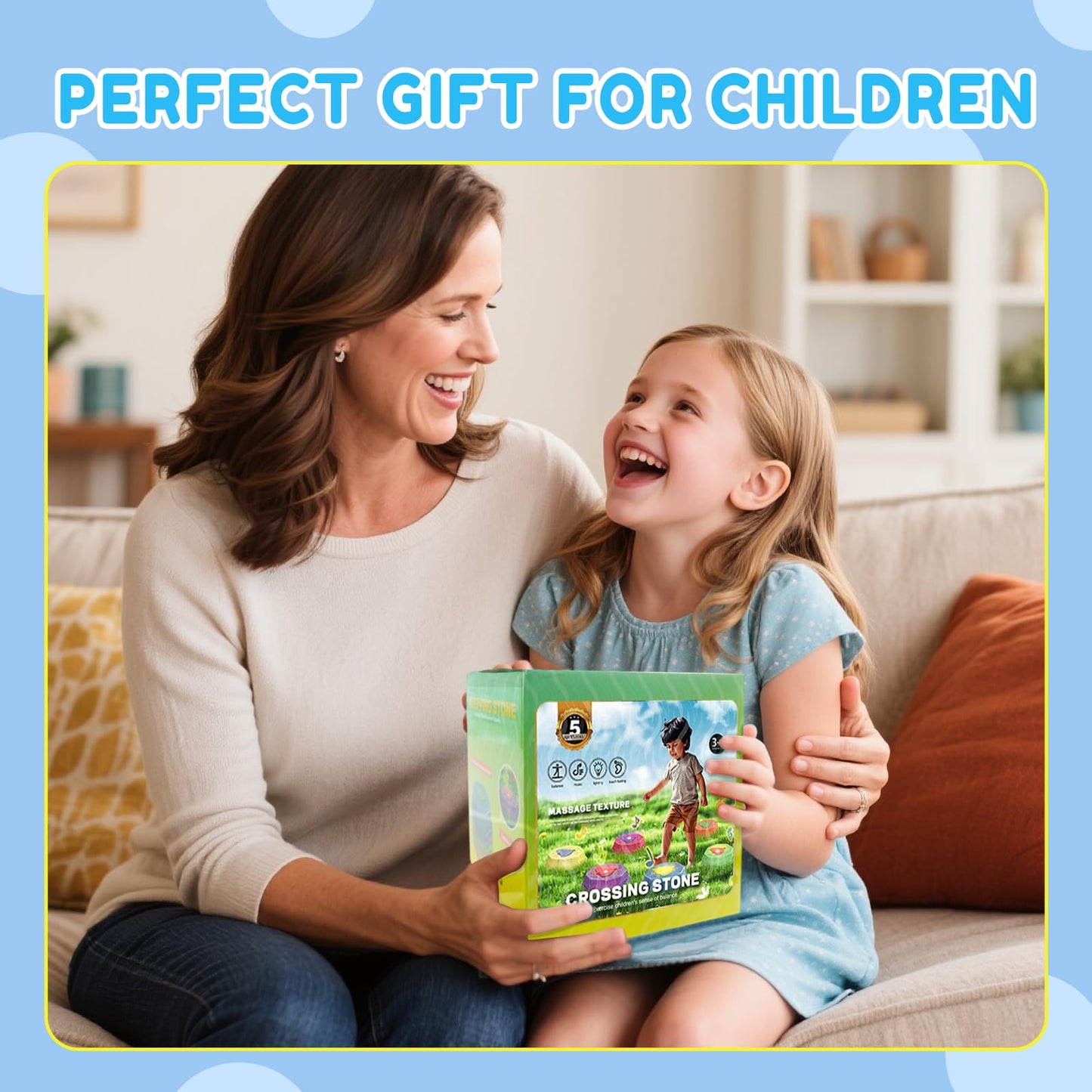 ABVSAB Stepping Stones for Kids with Light & Music,Toddler Sensory Toy for Obstacle Course Coordination，4 Year Old Girl Birthday Easter Gifts for Kids Boys Girls 3+