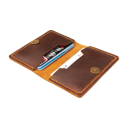 Leather Card Holder, Origami Wallet, Coin Purse Case, Credit Card Wallet, Credit Card Holder, Magnet button wallet Christmas gifts (Brown)