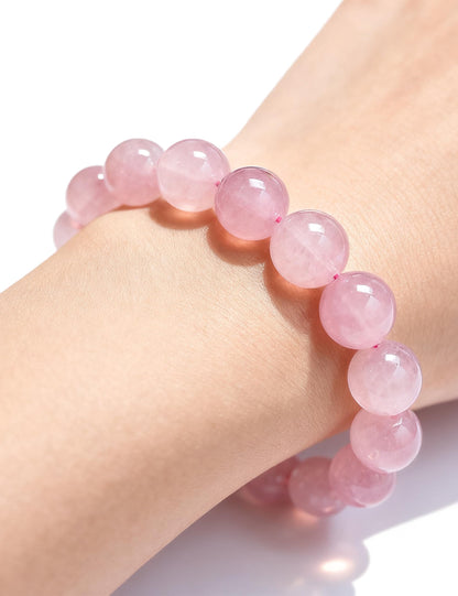 Silan's Lavender Pink Crystal Bracelet for Women, Natural Gemstone Stretch Elastic Adjustable Bracelet with Lucky Card, Gift for Her (7-8mm)