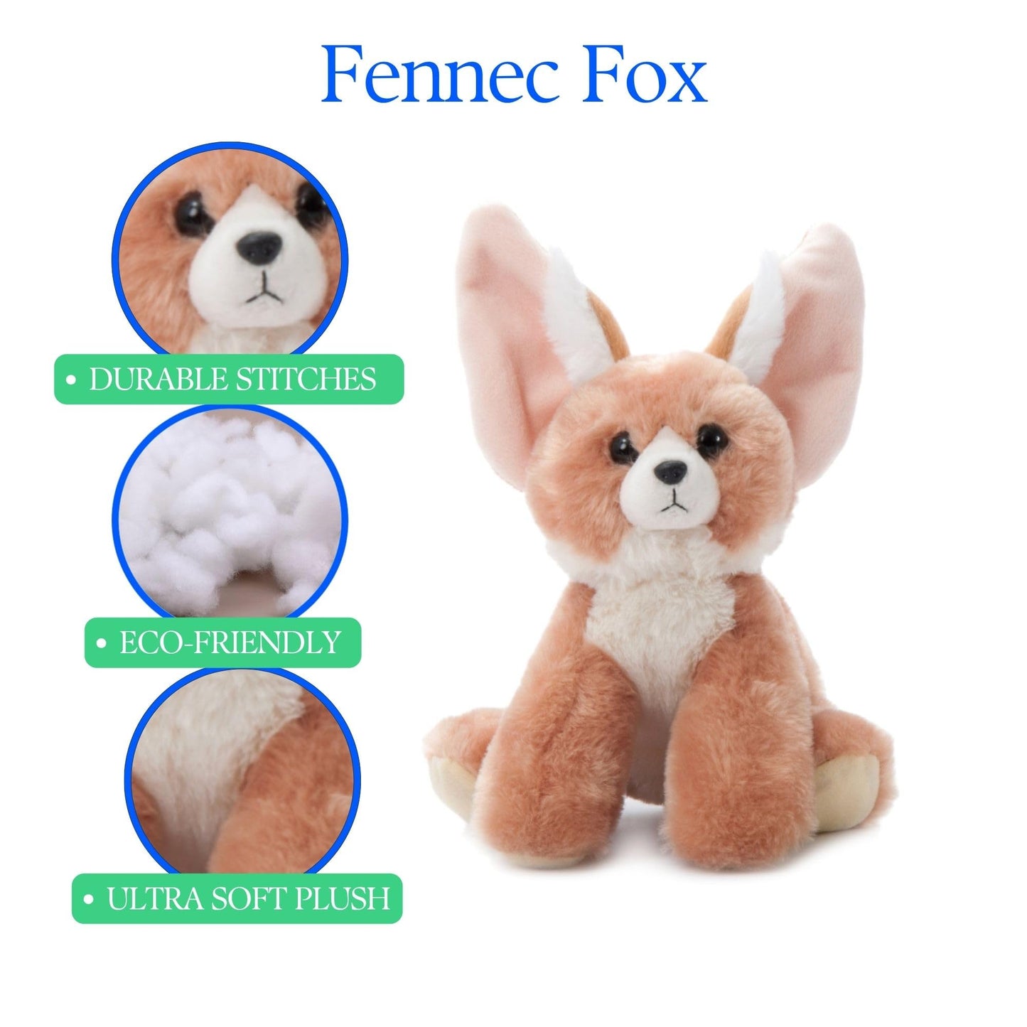 The Petting Zoo Fennec Fox Stuffed Animal, Gifts for Kids, Wild Onez Zoo Animals, Fennec Fox Plush Toy 9 inches