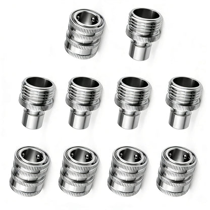 FISHFRUIT Stainless Steel Garden Hose Quick Connect Fittings Set, 3/4 Inch GHT Quick Connect Hose Fittings, Water Hose Quick Connect Fittings, Quick Release Connectors for Hoses and Sprayers (5PCS)