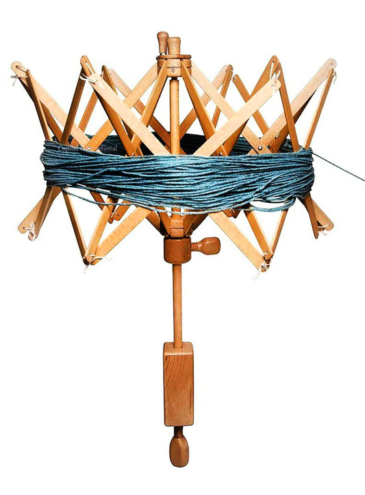 Wooden Yarn Ball Winder - Handcrafted Knitting & Crocheting Yarn Bobbin Winder - Knit Picks Umbrella Yarn Swift Tabletop - Center Pull Wool String Holder Winding Machine (Off-White, Umbrella Swift)