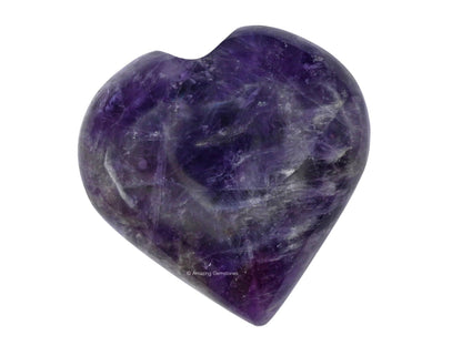 Amazing Gemstone Amethyst Crystal Heart Palm Stone - Pocket Massage Worry Stone for Natural Body Chakra Balancing, Reiki Healing and Crystal Grid