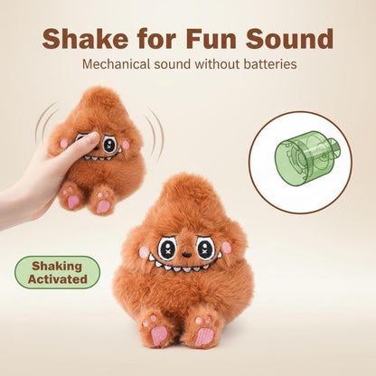 jaycos Funny Brown Monster Plush Dog Toy - 4.5" Interactive Shaking Sound Pet Toy, Durable Soft Stuffed Animal with Detachable Keychain Hook for Small Dogs & Puppies