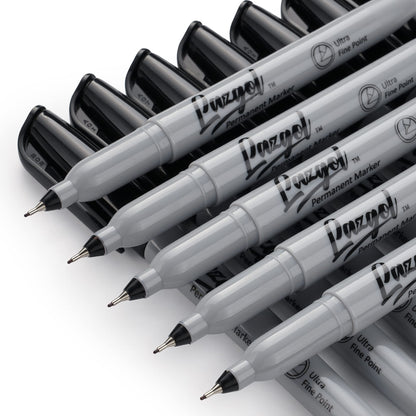 LAZGOL Permanent Markers Bulk, Ultra Fine Point, 60 Pack Black 0.4 mm Permanent Marker set, Felt Tip Pens Works on Plastic, Wood, Stone, Metal and Glass for Doodling, Marking