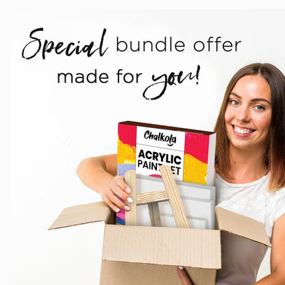 Chalkola Acrylic Paint Set for Adults & Kids - 56 Pcs Canvas Painting Kit with 32 Paints (22ml), 10 Brushes, 10 Canvases, Tabletop Easel, Palette, Knife - Professional Craft & Art Painting Supplies