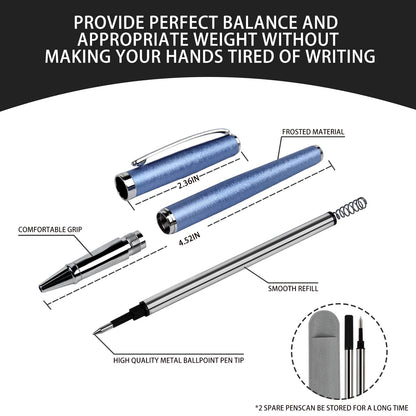 Zalantan Nice pens,luxury pen with cace,fancy pens Ballpoint Pen Smooth writing experience stylish design effortless writing executive pen-Gift Box with 0.5mm Black Extra 2 Refill (Blue)
