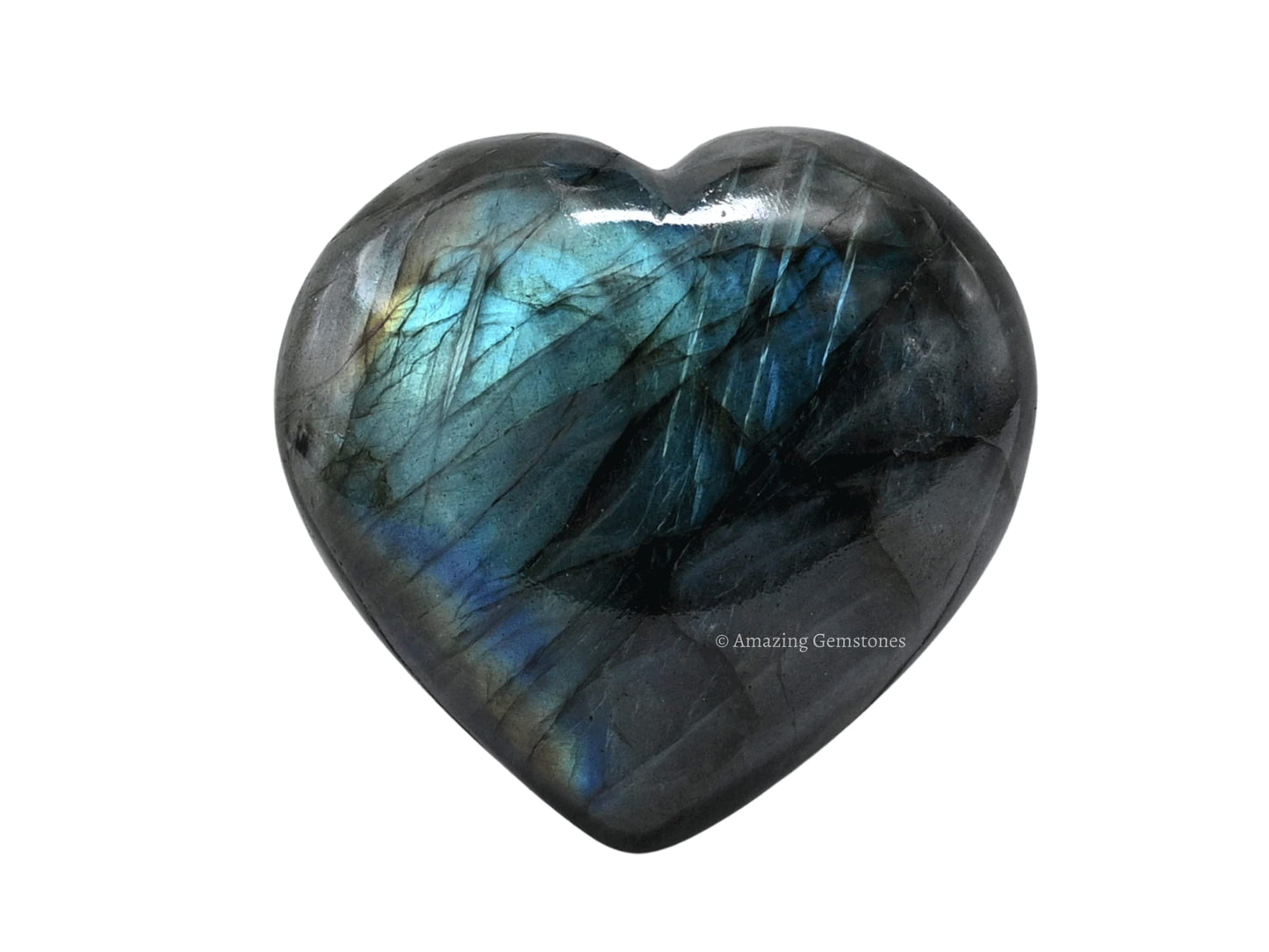 Amazing Gemstone Labradorite Crystal Heart Palm Stone - Pocket Massage Worry Stone for Natural Body Chakra Balancing, Reiki Healing and Crystal Grid